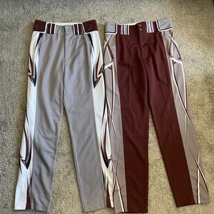 Set of 2 Men's Athletic Baseball Pants - Maroon and Gray